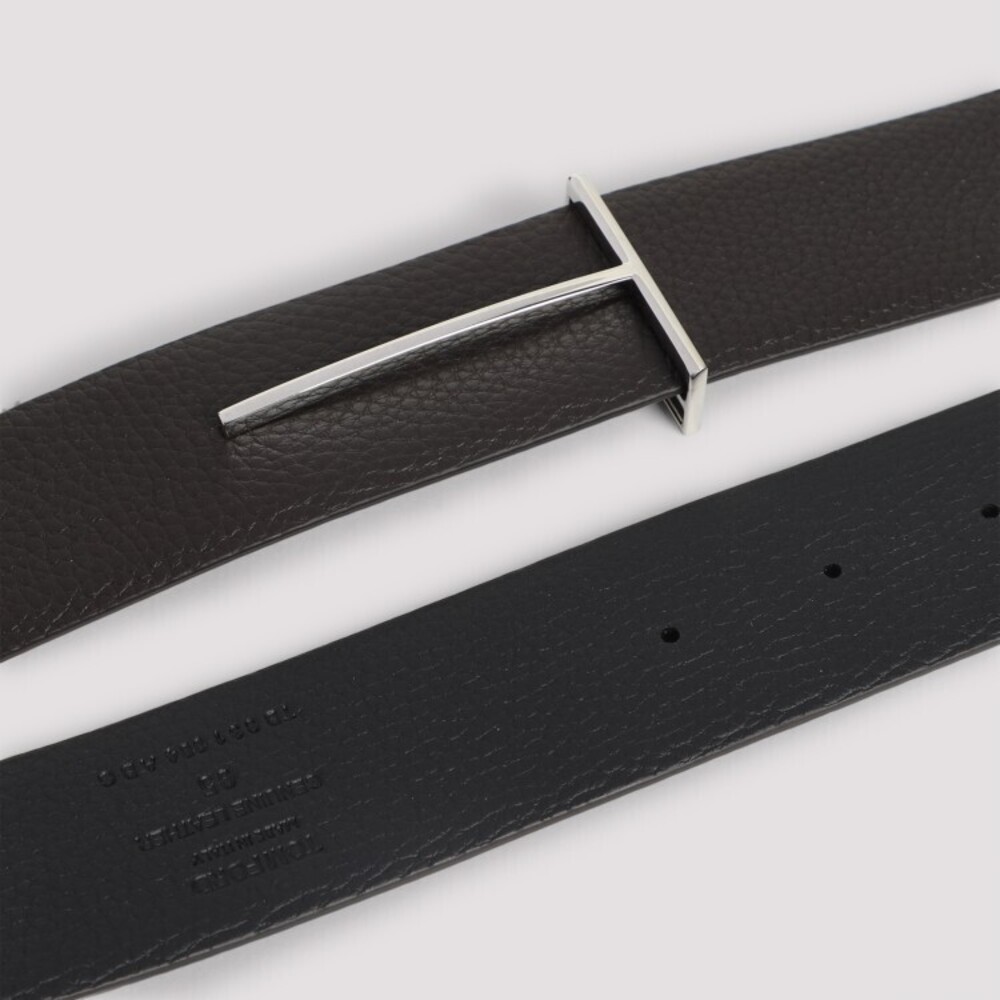 Tom Ford Textured Calf Leather Belt With Rectangular Metallic Buckle - NWT - Picture 2 of 2